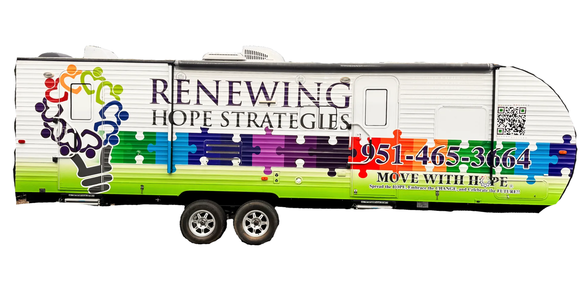 The Move With Hope mobile mental health and shower unit on the road